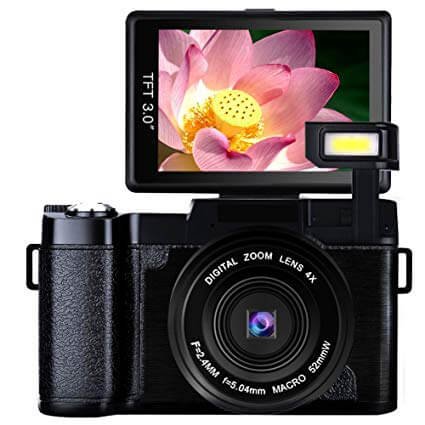 Vlogging Camera Digital Camera 24.0 MP Full HD 1080P 3.0 Inch Camera with Flip Screen Retractable Flashlight