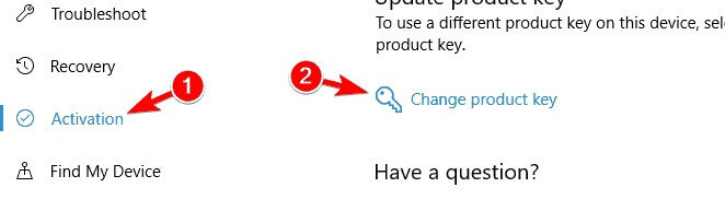 Active product key