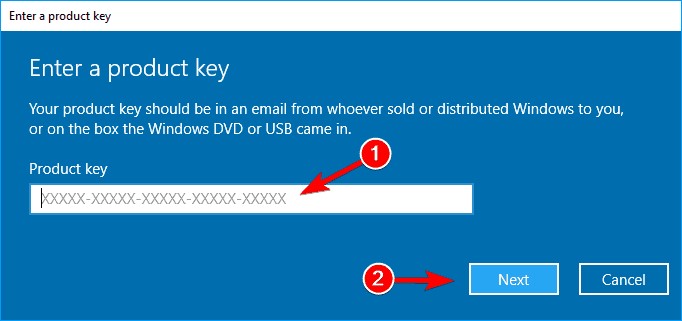 Enter the product key