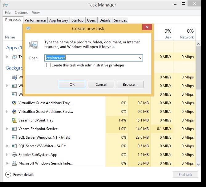 explorer.exe pop up box