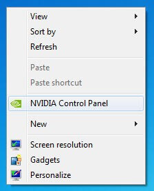 select NVIDIA Control Panel option