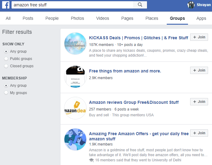 Groups on Facebook