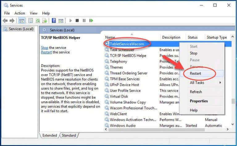 wacom tablet driver not responding
