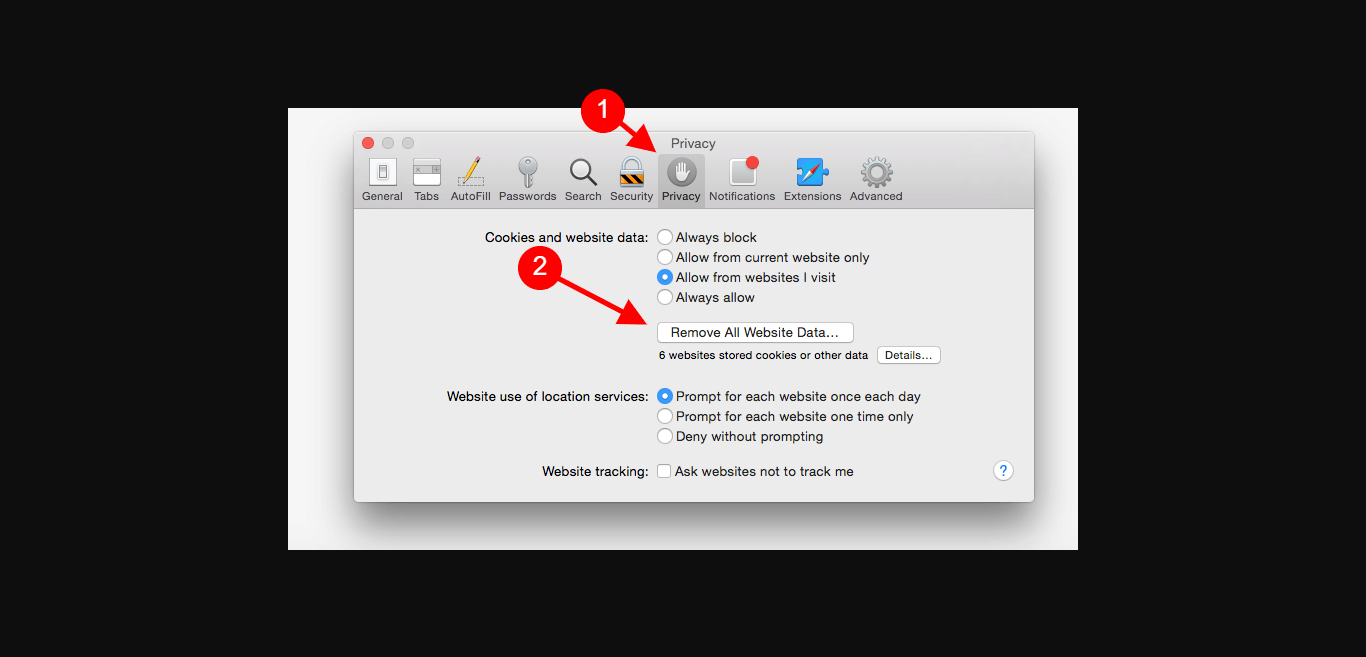 clear cookies and cache in safari mac