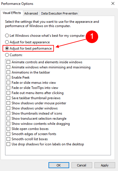 adjust for best performance windows 10