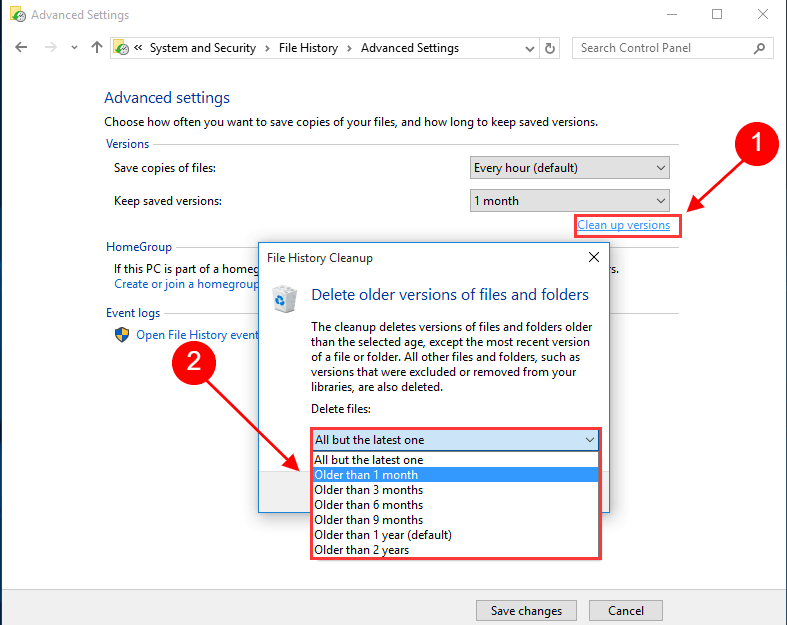 delete backup files in windows 10