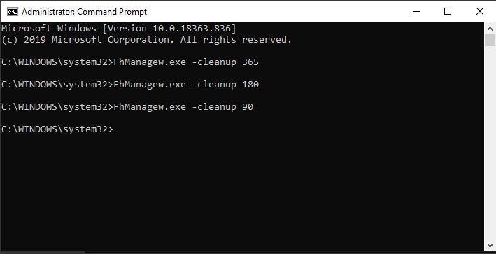 delete old backup files command