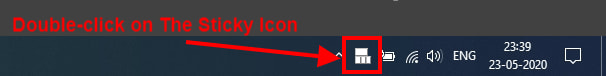 double-click on the sticky Icon