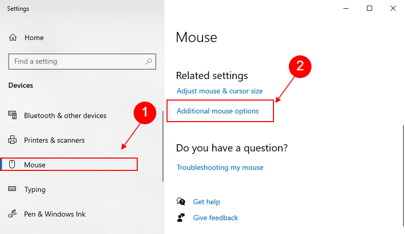 mouse settings