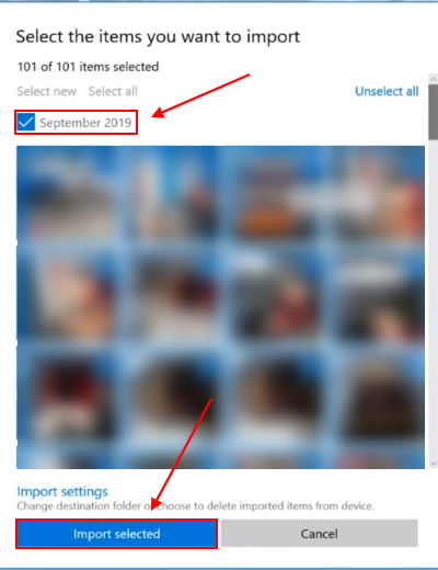 now you can select to import photos