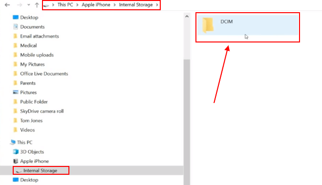 open dcim folder to find your photos