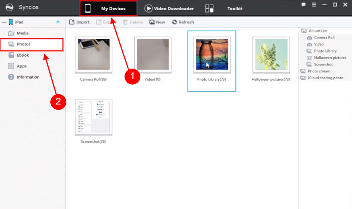 open syncios manager and click on my device