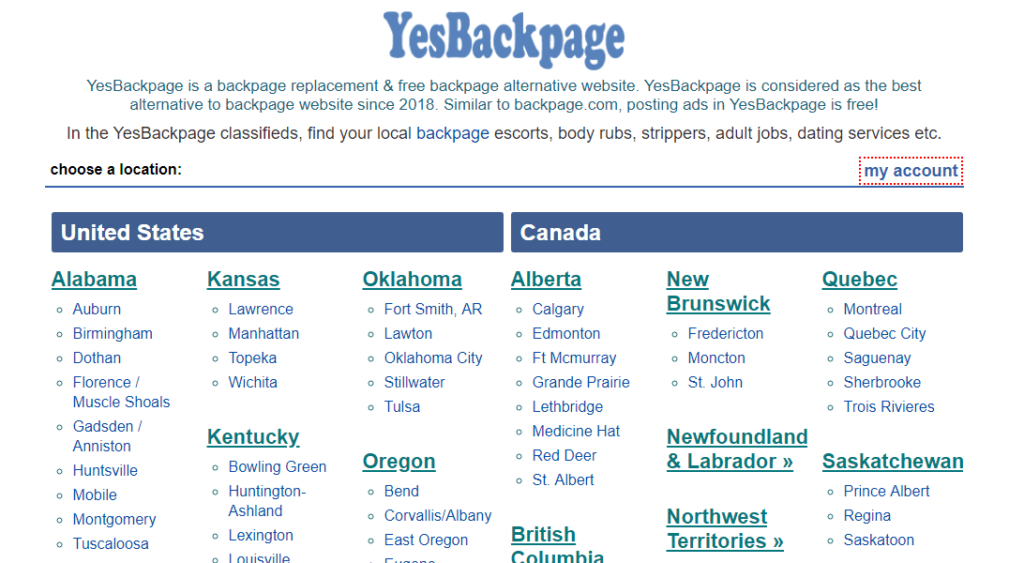 A YesBackpage is alternative to backpage.com