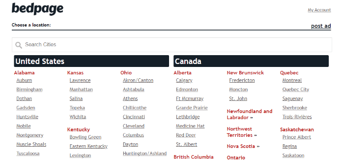 bedpage is similar to Backpage