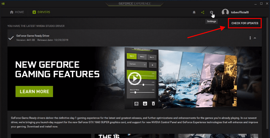 geforce experience update drivers