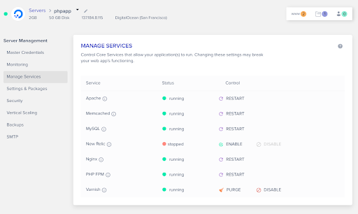 Manage services