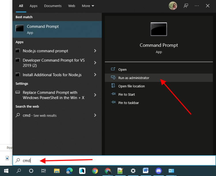 command prompt run as administrator