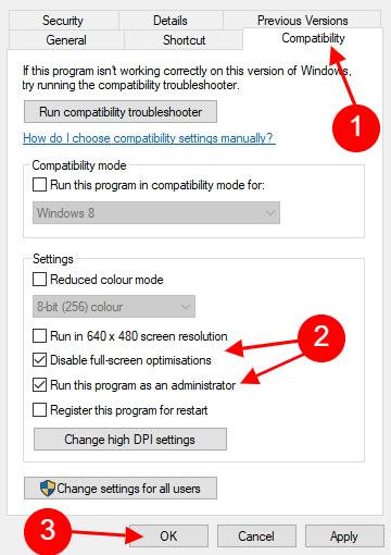 disable full-screen optimizations
