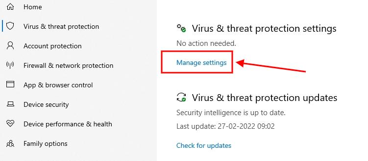 manage security settings