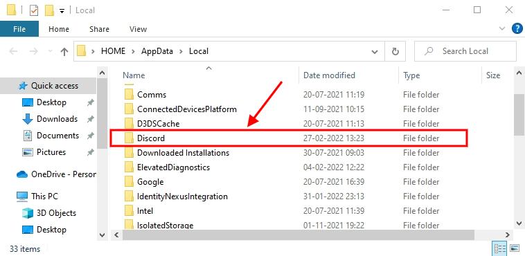 open discord folder in local appdata
