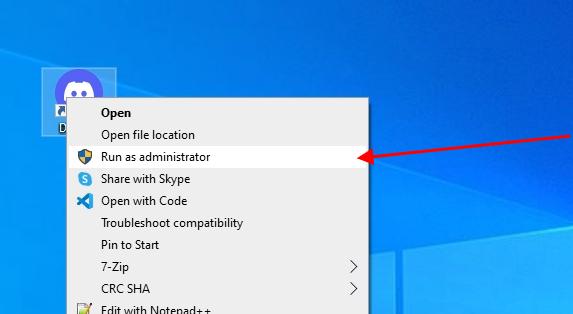 right click on discord to run as administrator
