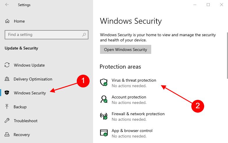 windows security settings windows 10